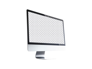 Desktop monitor blank screen isolated on transparent background, generative ai 