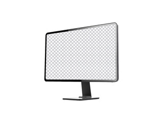 Desktop monitor blank screen isolated on transparent background, generative ai 