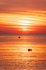 Beautiful red and orange sunrise over the sea.