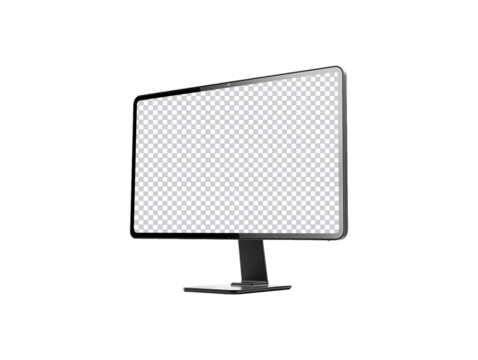 Desktop monitor blank screen isolated on transparent background, generative ai 