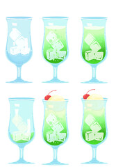 お冷とメロンソーダのイラスト