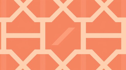 A  geometric pattern of white lines creates a grid on a bright orange background. A diagonal white line cuts through the center of the image