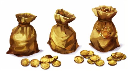 Three Golden Sacks of Coins: A Treasure Trove
