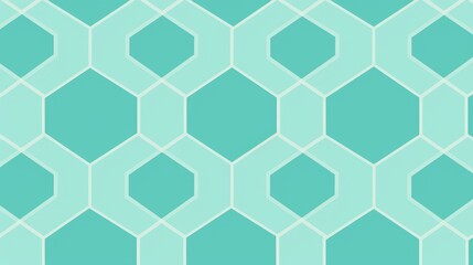 Fototapeta premium A pattern of teal and white hexagons creates a geometric design