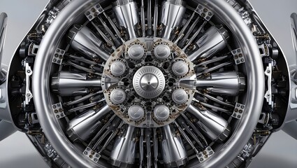 Fototapeta premium These images appear to be of intricately designed aircraft engines, showcasing their detailed and complex mechanical components.