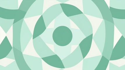 Fototapeta premium A pattern of green and white geometric shapes with a central circle