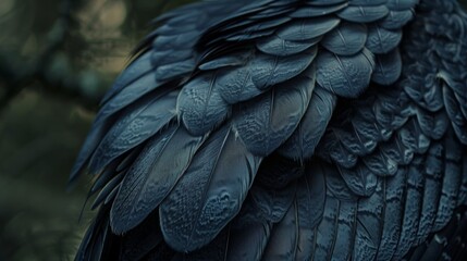 Fototapeta premium Detailed Closeup of Owl Feathers in Dark Forest Setting - Wildlife and Nature Texture Background