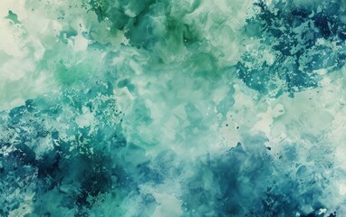 Abstract watercolor background with green and blue textures, evoking a serene and artistic visual effect.