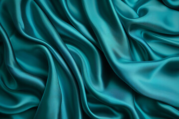 Fototapeta premium A teal silk background with drapery in the style of copy space concept.