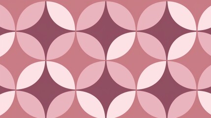Pink and red circles and diamonds form a  geometric pattern