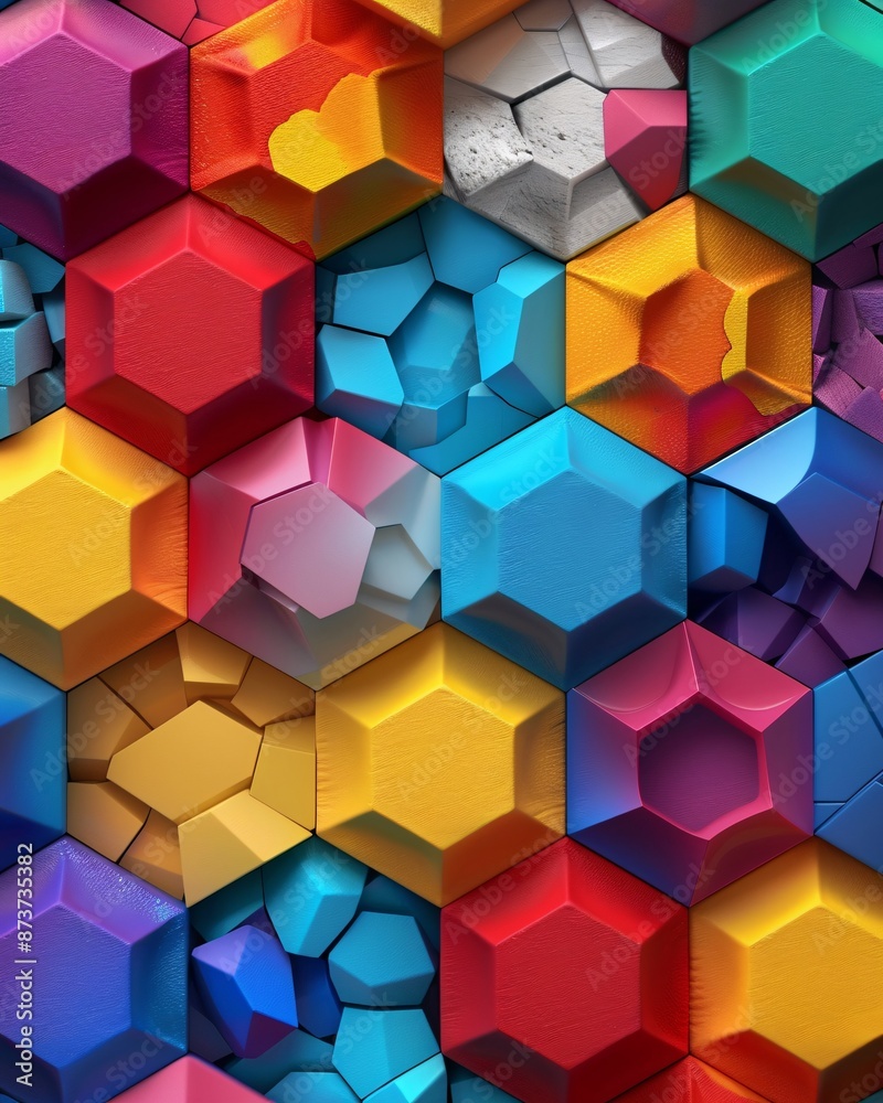 Wall mural 34. geometric pattern with tessellating hexagons and a gradient color effect