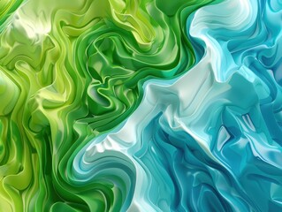 Obraz premium Abstract Green and Blue Wavy Pattern