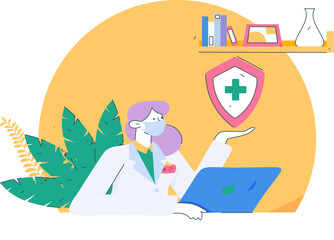 Medical characters fighting the epidemic flat vector concept operation hand drawn illustration
