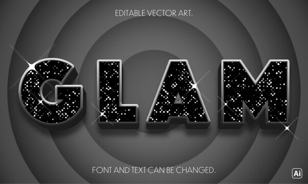 glam text effect. 