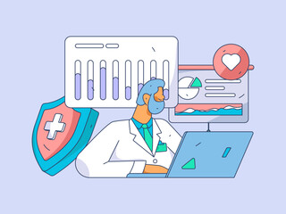 Medical characters fighting the epidemic flat vector concept operation hand drawn illustration
