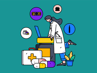 Medical characters fighting the epidemic flat vector concept operation hand drawn illustration
