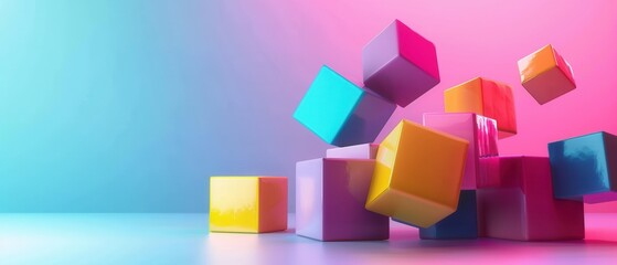 Obraz premium Colorful Cubes on a Gradient Background