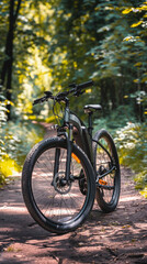 Fototapeta premium Modern electric bike in a serene forest path