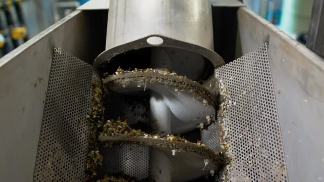 Sludge and rubbish collected from effluent water by rotating screw pump. Contaminants removed using advanced electrical equipment