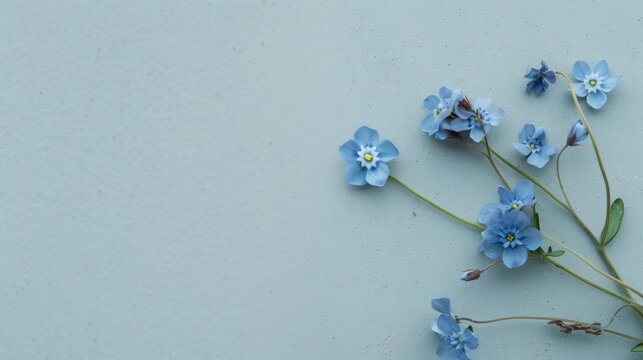 A minimalist font adorned with a subtle yet distinctive of forgetmenots..