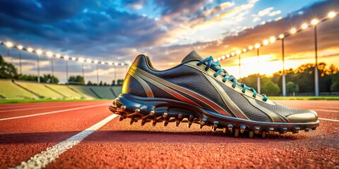 High-performance track spikes on background, track spikes, athletic wear, sports equipment, running gear, cleats