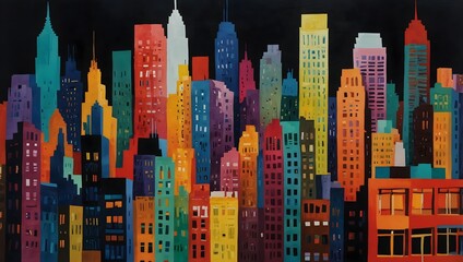 Obraz premium The vibrant chaos of a cityscape through the eyes of a paintbox ai_generated