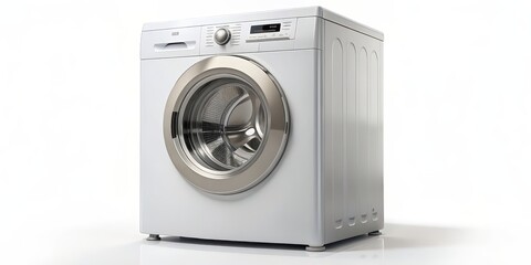 Washing machine isolated on background, cut out, appliance, laundry, household, modern, technology, clean, white