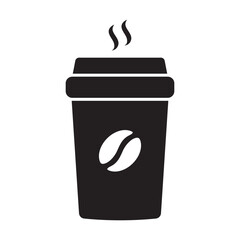 Hot coffee cup icon. Paper coffee cup icon isolated on white background.