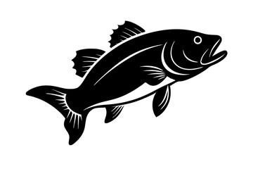 Bass vector illustration, Bass isolated on white, Bass silhouette, Bass vector art