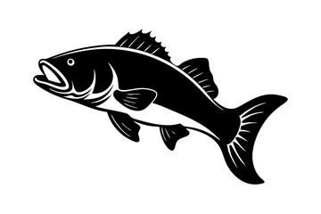 Bass vector illustration, Bass isolated on white, Bass silhouette, Bass vector art