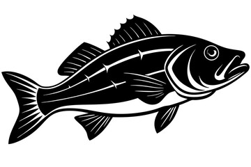 Bass vector illustration, Bass isolated on white, Bass silhouette, Bass vector art