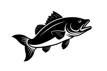 Bass vector illustration, Bass isolated on white, Bass silhouette, Bass vector art