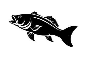 Bass vector illustration, Bass isolated on white, Bass silhouette, Bass vector art