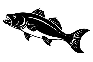 Bass vector illustration, Bass isolated on white, Bass silhouette, Bass vector art