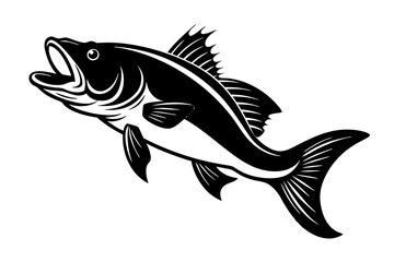 Bass vector illustration, Bass isolated on white, Bass silhouette, Bass vector art