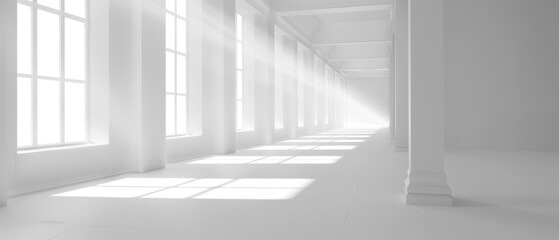 Obraz premium Sunlight Streaming Through a White Hallway