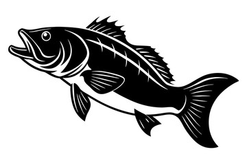 Bass vector illustration, Bass isolated on white, Bass silhouette, Bass vector art
