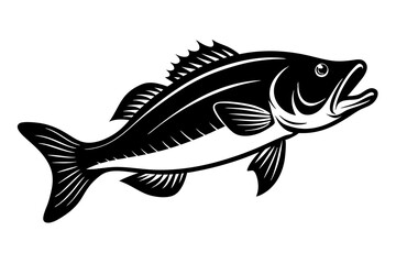 Bass vector illustration, Bass isolated on white, Bass silhouette, Bass vector art