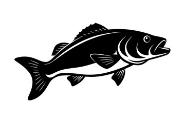 Bass vector illustration, Bass isolated on white, Bass silhouette, Bass vector art
