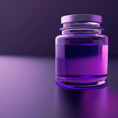 Elegant Glass Jar with Purple Liquid on Dark Background