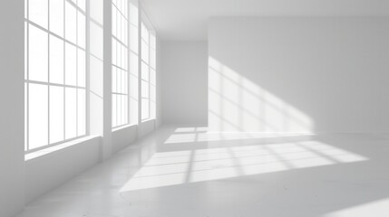 Sunlight Streaming Through Large Windows in a White Room