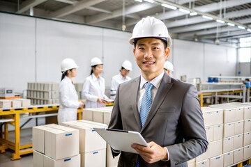 Asian Supply Chain Manager Overseeing Production and Distribution Processes

