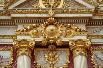 Obraz premium Baroque Classical Abstract Marble Framed Ceiling Art with Ornate Border. Luxury Lavish Decor Victorian Elements with Seamless Pattern Background Texture