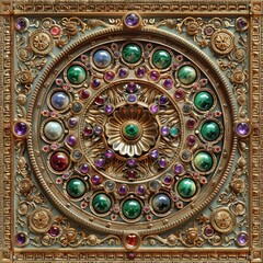 Baroque Classical Abstract Marble Framed Ceiling Art with Ornate Border. Luxury Lavish Decor Victorian Elements with Seamless Pattern Background Texture