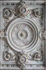 Obraz premium Baroque Classical Abstract Marble Framed Ceiling Art with Ornate Border. Luxury Lavish Decor Victorian Elements with Seamless Pattern Background Texture