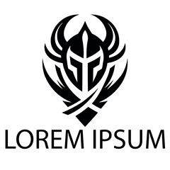 A black  warrior logo on white simple background