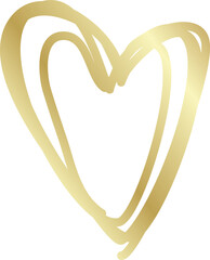 Heart gold hand drawn icon, love, valentine, wedding