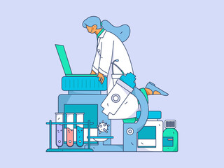 Medical characters fighting the epidemic flat vector concept operation hand drawn illustration
