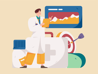 Medical characters fighting the epidemic flat vector concept operation hand drawn illustration
