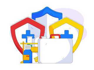 Obraz premium Medical characters fighting the epidemic flat vector concept operation hand drawn illustration 